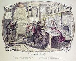 De ginwinkel, 1829 door George Cruikshank